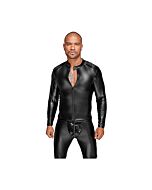 Wetlook Jacke mit PVC-Falten - schwarz