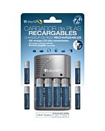 Ladegerät für 4 Batterien mit 8 Batterien inkl. (4xr06 + 4xr03) Dayron