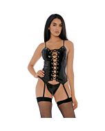 Hochgebundenes Vinyl-Bustier-Set