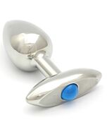 Rosebuds gepresstem Stahl analplug Glas 65 x 30mm Aquamarin