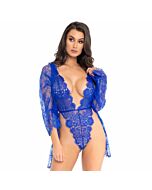 Leg Avenue Teddy und Robe blau m