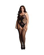 Verführerischer Netz-Bodystocking mit roten Trägern
