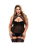 Spitzenhalfter Minikleid mit Strumpfbändern