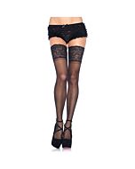 Leg Avenue schwarze klebrige schwarze Strümpfe mit breiter Spitze plus