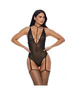 Sweet Dot Teddy mit schwarzen Strumpfbändern