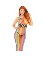 Halfter langes Kleid mit perforiertem Detail - Regenbogen