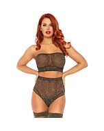 Leg Avenue 2 Stück Set Lurex Spandex Top und Höschen golden eine Größe