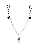 Anhänger für Brustwarzen mit Kette aus schwarzem Glas