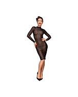 Gestreiftes knielanges Tüllkleid - schwarz