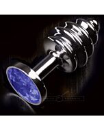 Analplug gerippt Schmuck silber / blau