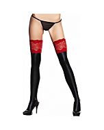 Wetlook und Spitzenstrümpfe schwarz