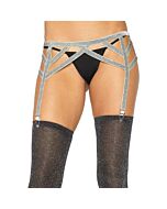 Leg Avenue silberner Lurex elastischer Strumpfgürtel einer Größe