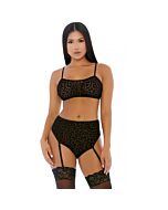 Lustvolle Leopard Cami Dessous Set Neger