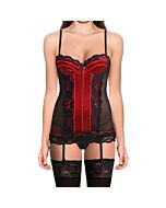 Schwarz / rotes Vamp Mieder