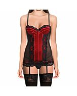 Schwarz / rotes Vamp Mieder