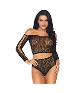 Leg Avenue 2 Stück Set Top und Tanga mit hoher Taille
