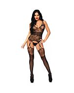 Leg Avenue Riemchen Rose Bodystocking eine Größe