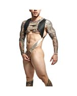 DNGEON Harness mit goldenem Oberem Ring - BDSM Cockring Harness