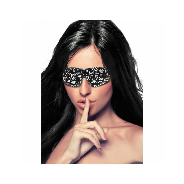 Gedruckte Augenmaske - Liebe Street Art Fasion - schwarz