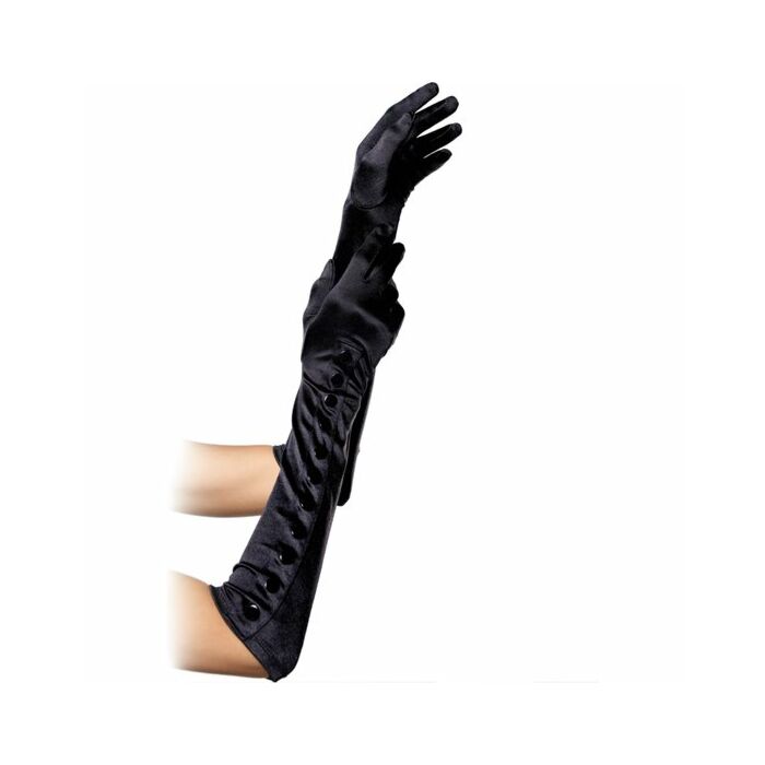 Leg Avenue extra lange schwarze Handschuhe mit Knöpfen