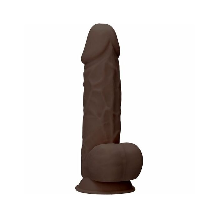 Silikondildo mit Kugeln - 21,6 cm - braun