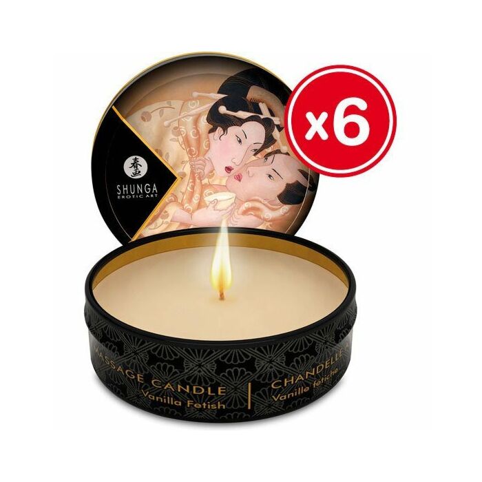 Shunga Massage Kerze Vanille 6 x 30 ml