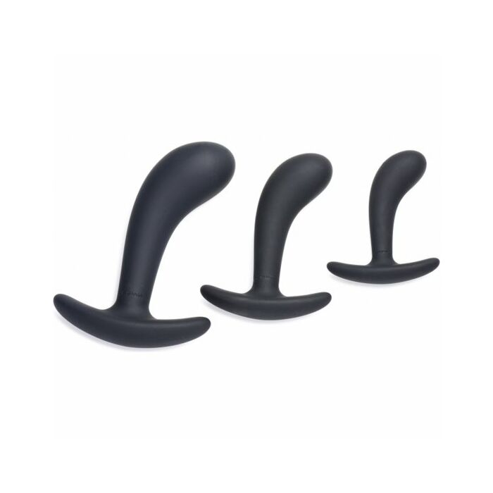 Gebogenes Anal-Set - dunkle Freuden 3 Stück - schwarz
