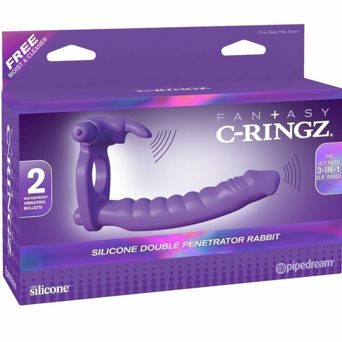 Fantasie c-Ring Double Penetration mit Kaninchen Ring