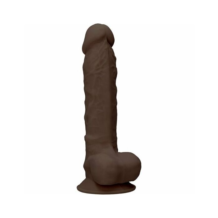 Silikondildo mit Kugeln - 22,8 cm - braun