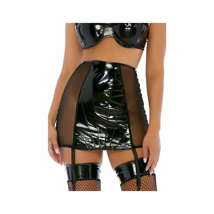 Doppelter Rock Falda Mini Negro