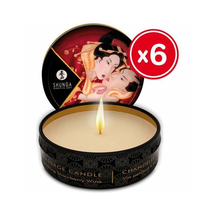Shunga Massagekerze Erdbeere 6 x 30 ml