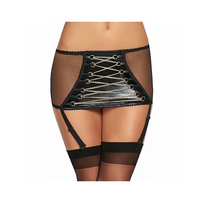 Coro Goldkette Wetlook Strumpfgürtel - schwarz