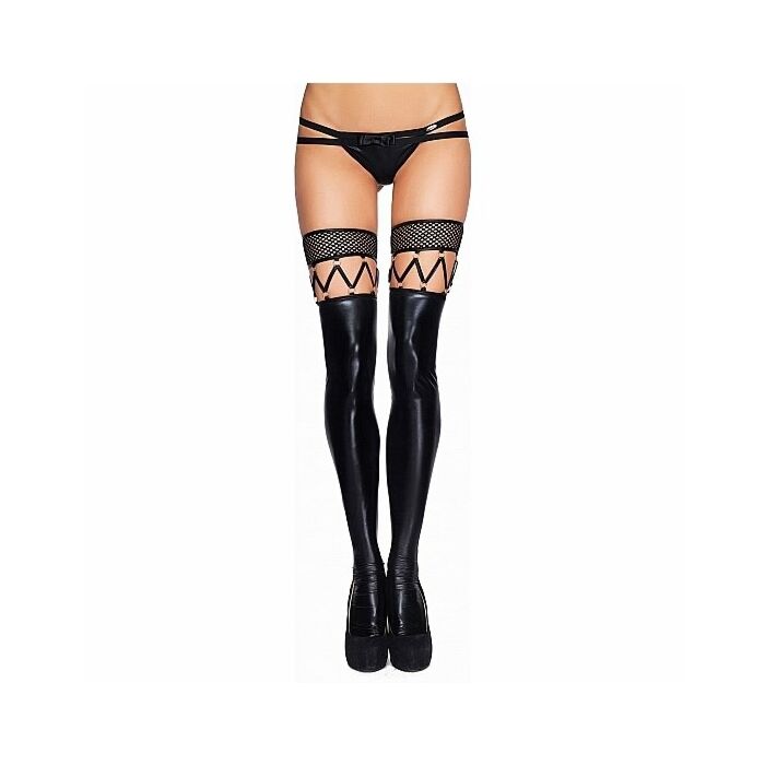 Caracas Satin Schnürsenkel Wetlook Strumpfgürtel schwarz