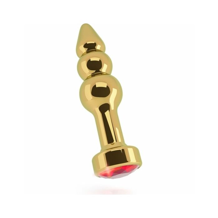 Reiche anal Stopper 10 cm mit rotem Gold Saphir