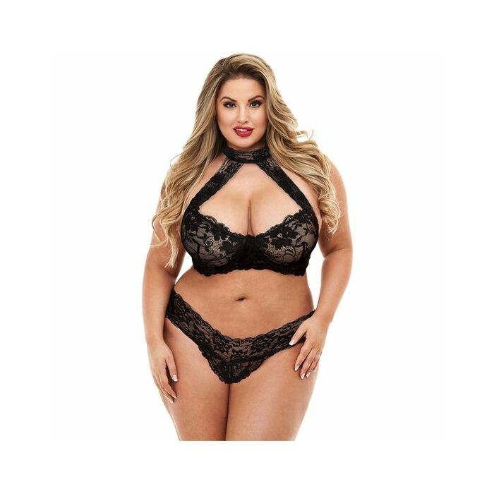 Spitzenhalfter Bikini-Set