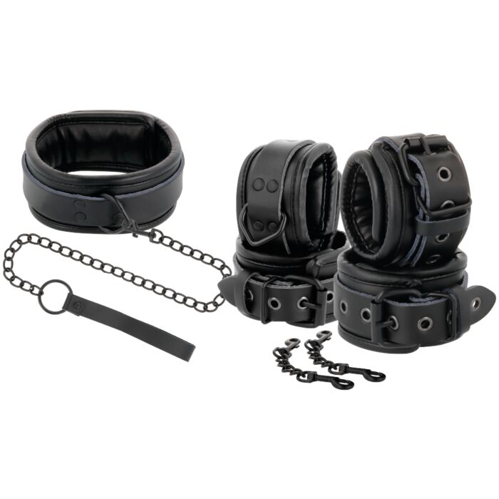 Schwarzes Leder Bondage Set