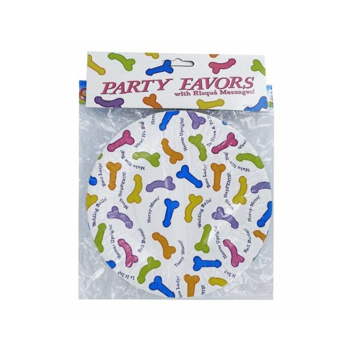 Pack 6 platos de papel con penes
