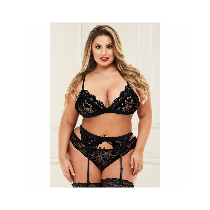 3pc Strumpfband Set schwarz