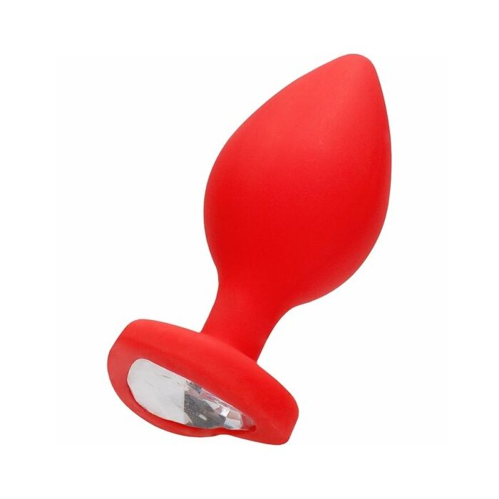 Diamant Herz Butt Plug - extra groß - rot