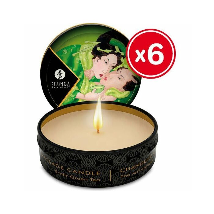 Shunga Massage Kerze grüner Tee 6 x 30 ml