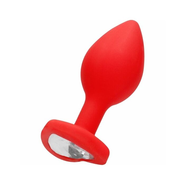 Diamant Herz Butt Plug - groß - rot