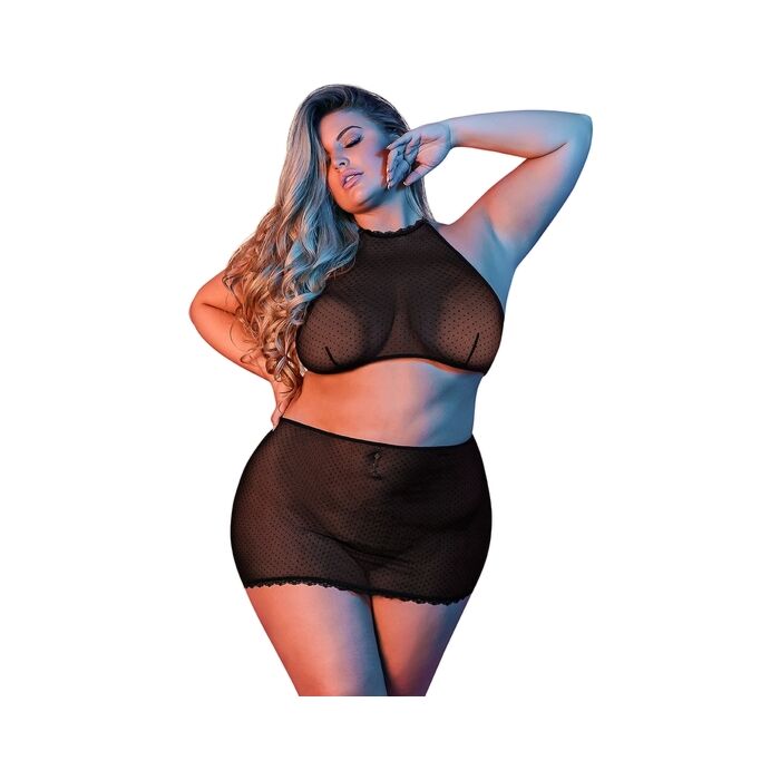 Sexytime-Set Bluse und Minirock - schwarz