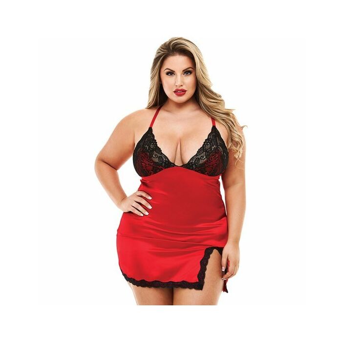 2pc Spitze & Satin Hemd mit Höschen