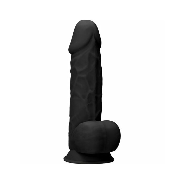 Silikondildo mit Kugeln - 21,6 cm - schwarz