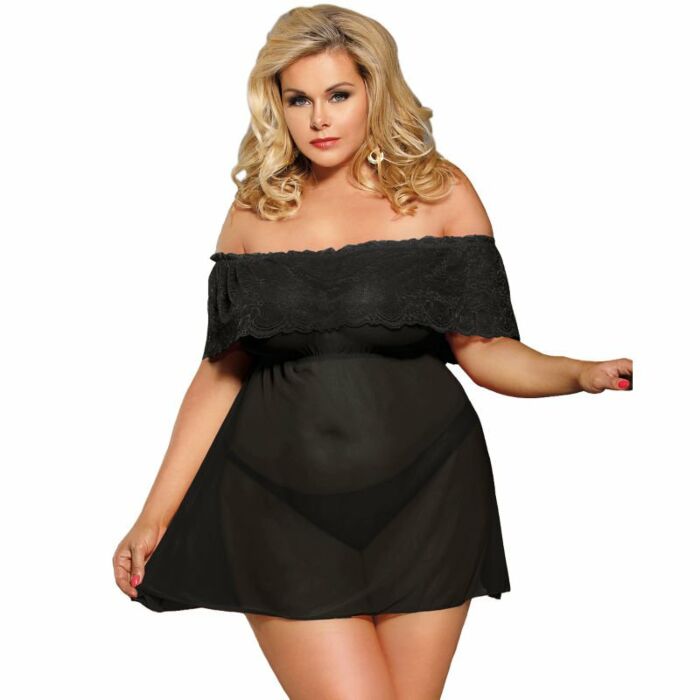 Subblime Queen plus kurzes Kleid + Tanga schwarz