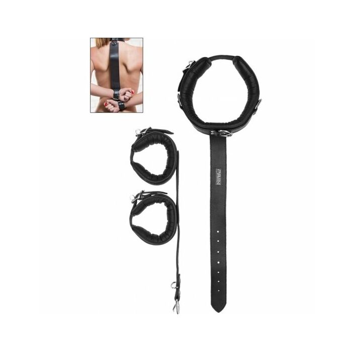 Lange Ledermanschette - schwarz