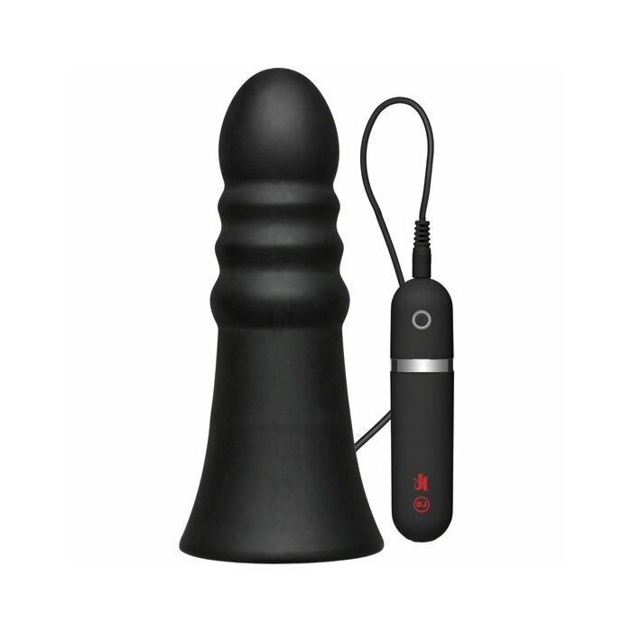 Butt Plug vibriert 8 Zoll schwarz geriffelt