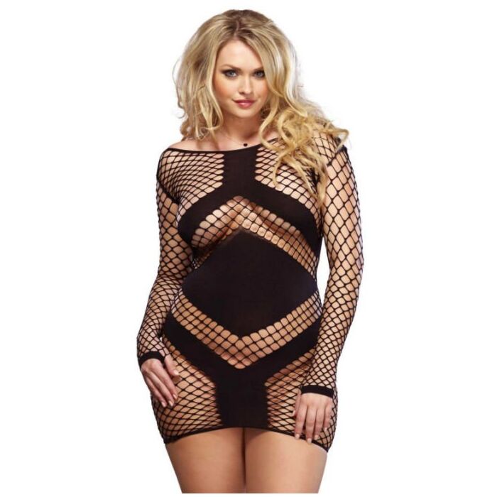 Leg Avenue Minikleid mit langen Ärmeln rot und schwarz