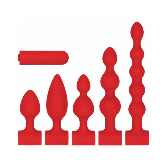 Silikon USB-wiederaufladbares Anal Set rot