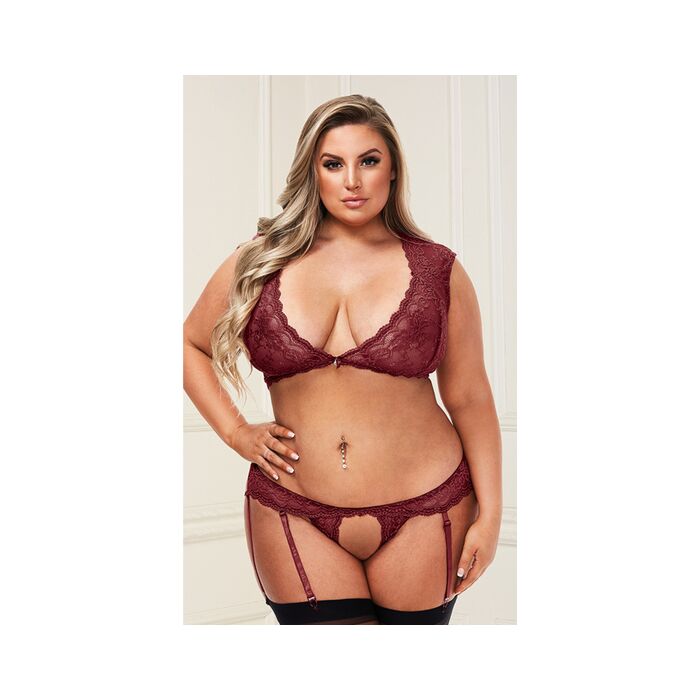 Baci sexy Spitzen-BH und Tanga-Set - rot